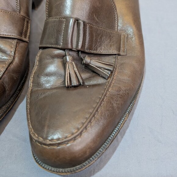 Madras Made in Italy Brown Leather Tassel Loafers Men Size 11 - Picture 2 of 13
